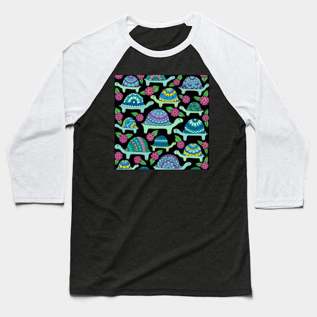 Tortoises Black Palette Baseball T-Shirt by HLeslie Design